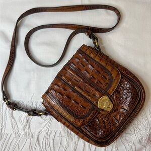 Brahmin brown crocodile-embossed leather crossbody bag